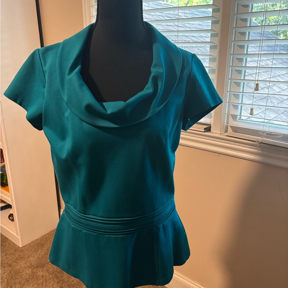 White House Black Market Teal Cowl Neck Blouse